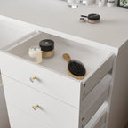 Set Tavolo da Trucco Bianco/Nero con Specchio LED a 3 Colori e Sgabello – 1 Persona