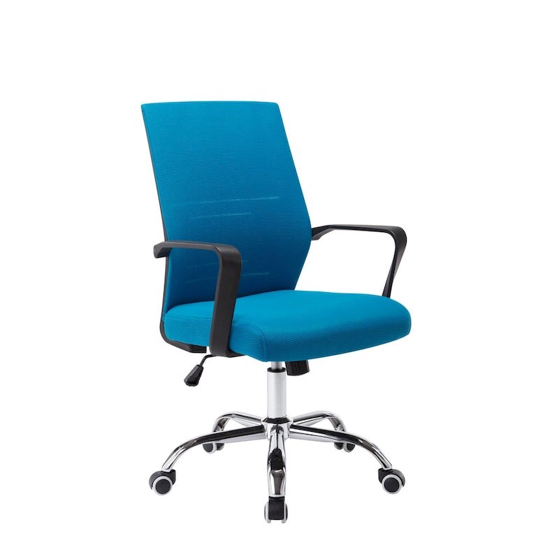 Sedia da ufficio ergonomica in rete, bianca / nera / acquamarina, girevole, 1 persona