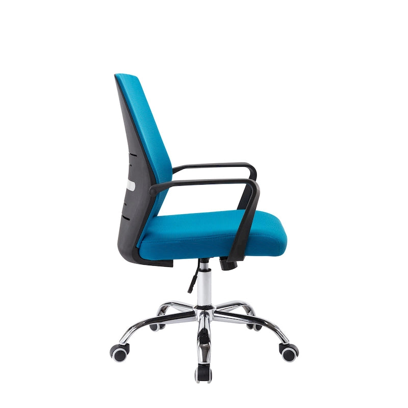 Sedia da ufficio ergonomica in rete, bianca / nera / acquamarina, girevole, 1 persona