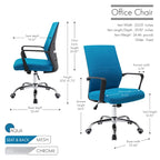 Sedia da ufficio ergonomica in rete, bianca / nera / acquamarina, girevole, 1 persona