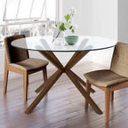 Tavolo da pranzo in vetro rotondo 39 Gamba in noce - 39 x 30 x 27
