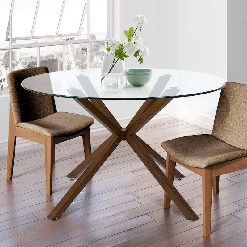 Tavolo da pranzo in vetro rotondo 39 Gamba in noce - 39 x 30 x 27