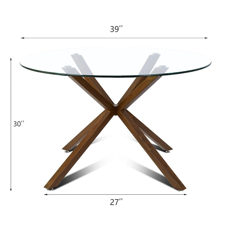 Tavolo da pranzo in vetro rotondo 39 Gamba in noce - 39 x 30 x 27