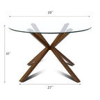 Tavolo da pranzo in vetro rotondo 39 Gamba in noce - 39 x 30 x 27