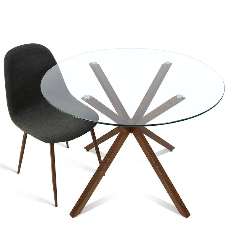 Tavolo da pranzo in vetro rotondo 39 Gamba in noce - 39 x 30 x 27