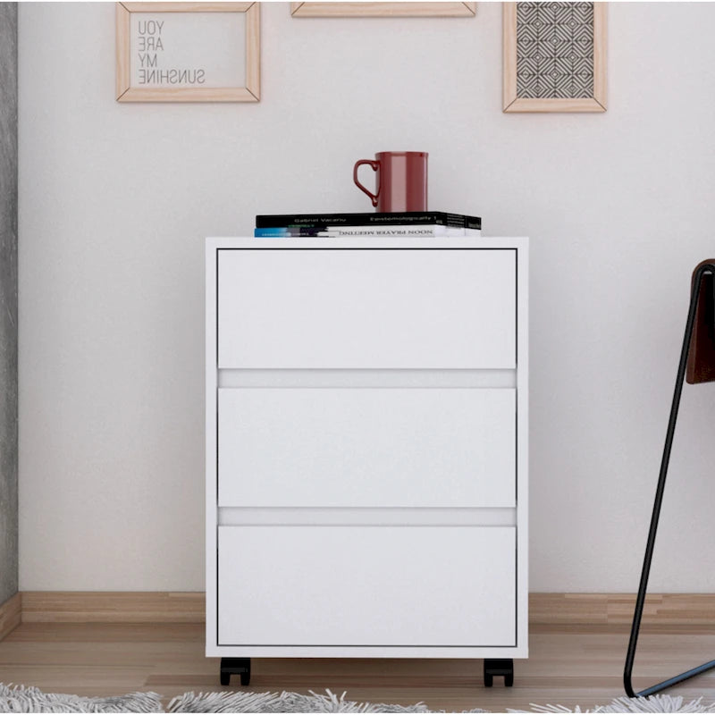 Classificatore mobile a 3 cassetti bianco/nero/grigio, 1 persona