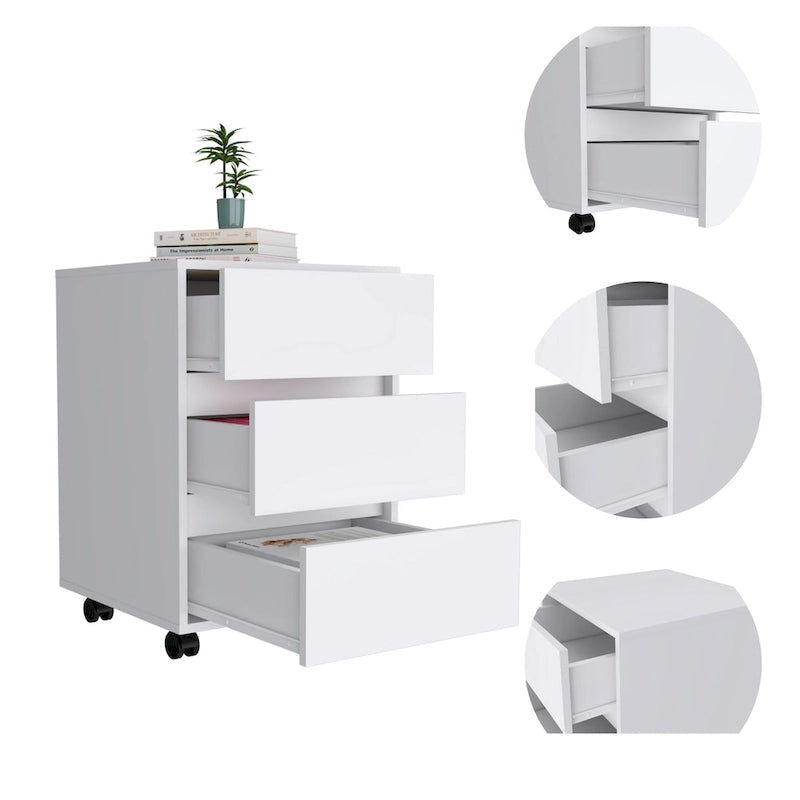 Classificatore mobile a 3 cassetti bianco/nero/grigio, 1 persona