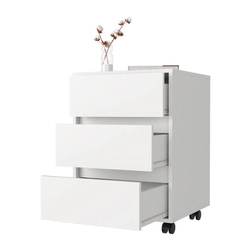 Classificatore mobile a 3 cassetti bianco/nero/grigio, 1 persona