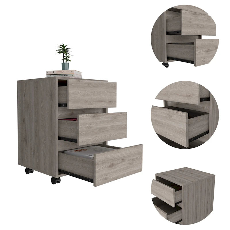 Classificatore mobile a 3 cassetti bianco/nero/grigio, 1 persona