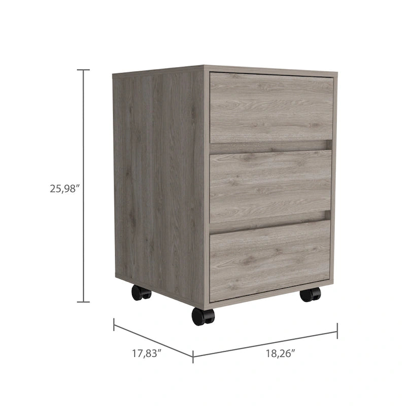 Classificatore mobile a 3 cassetti bianco/nero/grigio, 1 persona