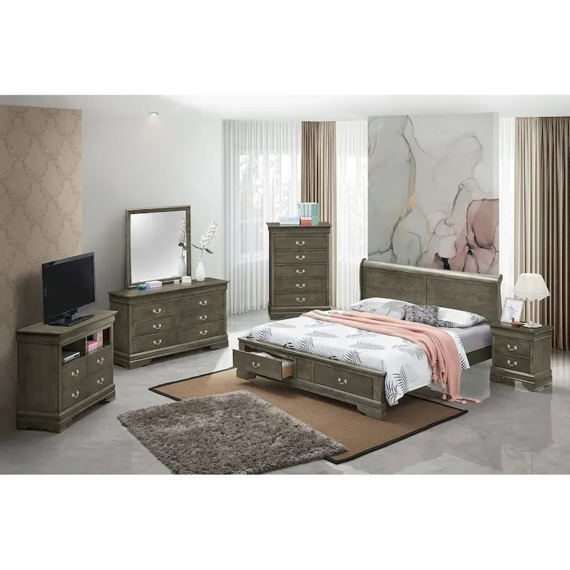 Letto a slitta Queen con contenitore – Rivestito, 5 colori, per 1-2 persone