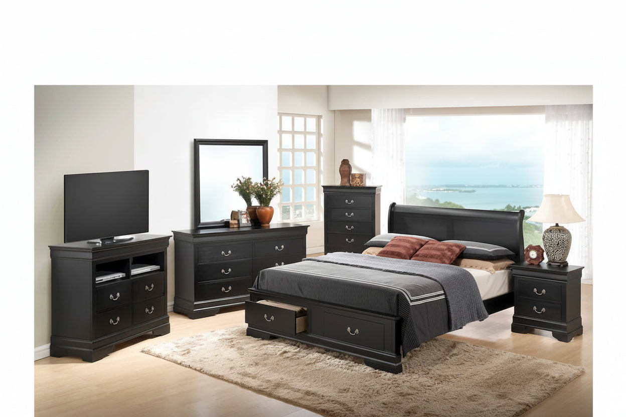 Letto a slitta Queen con contenitore – Rivestito, 5 colori, per 1-2 persone