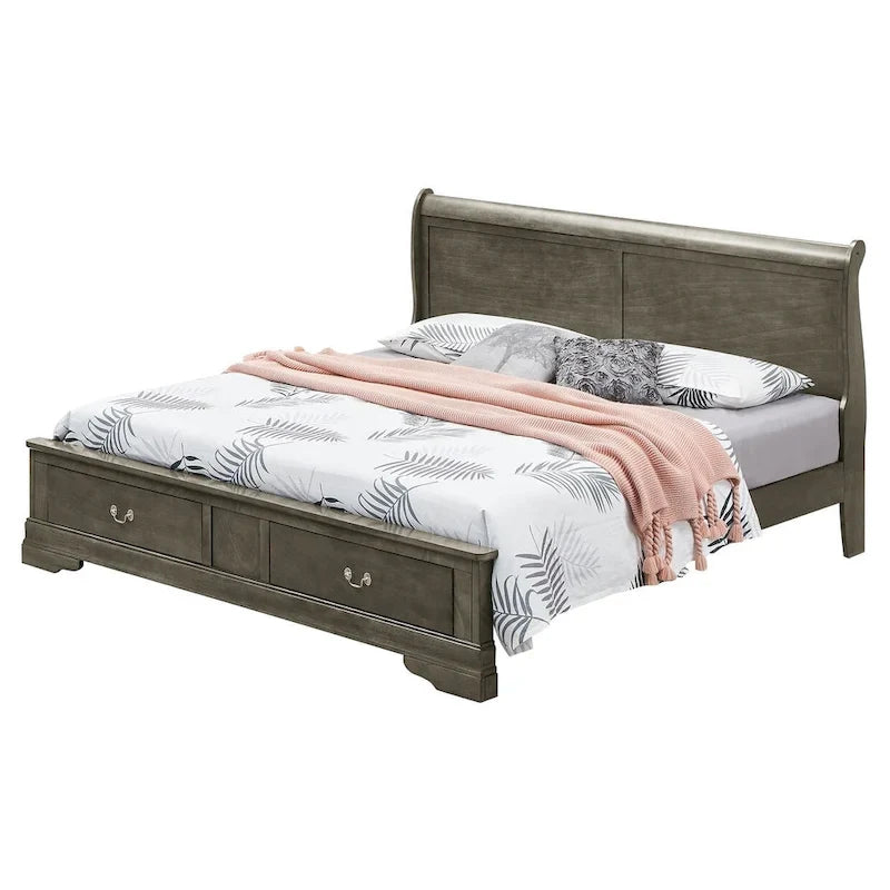 Letto a slitta Queen con contenitore – Rivestito, 5 colori, per 1-2 persone