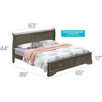 Letto a slitta Queen con contenitore – Rivestito, 5 colori, per 1-2 persone