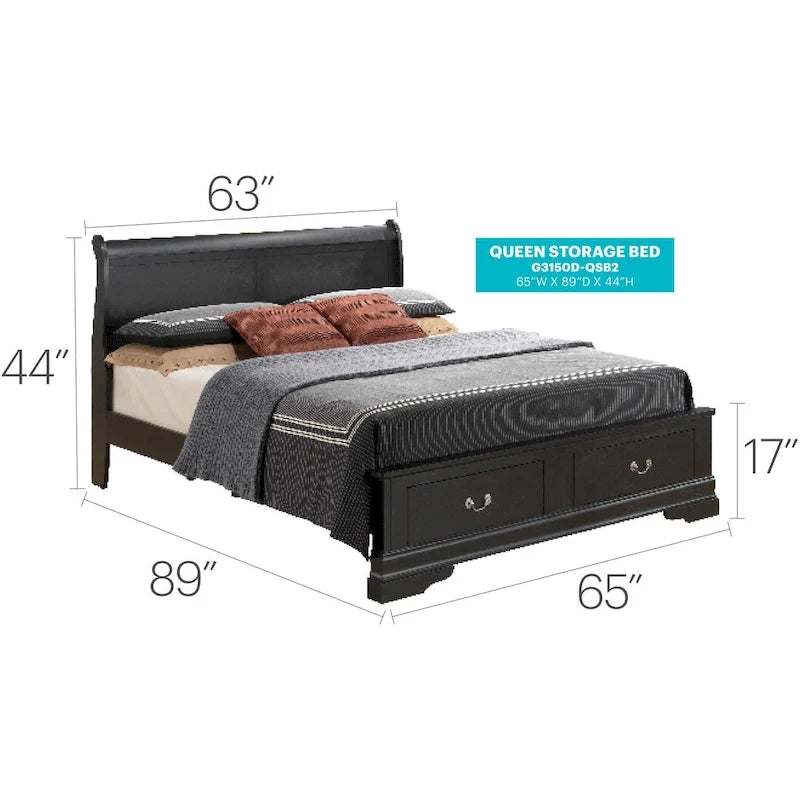 Letto a slitta Queen con contenitore – Rivestito, 5 colori, per 1-2 persone