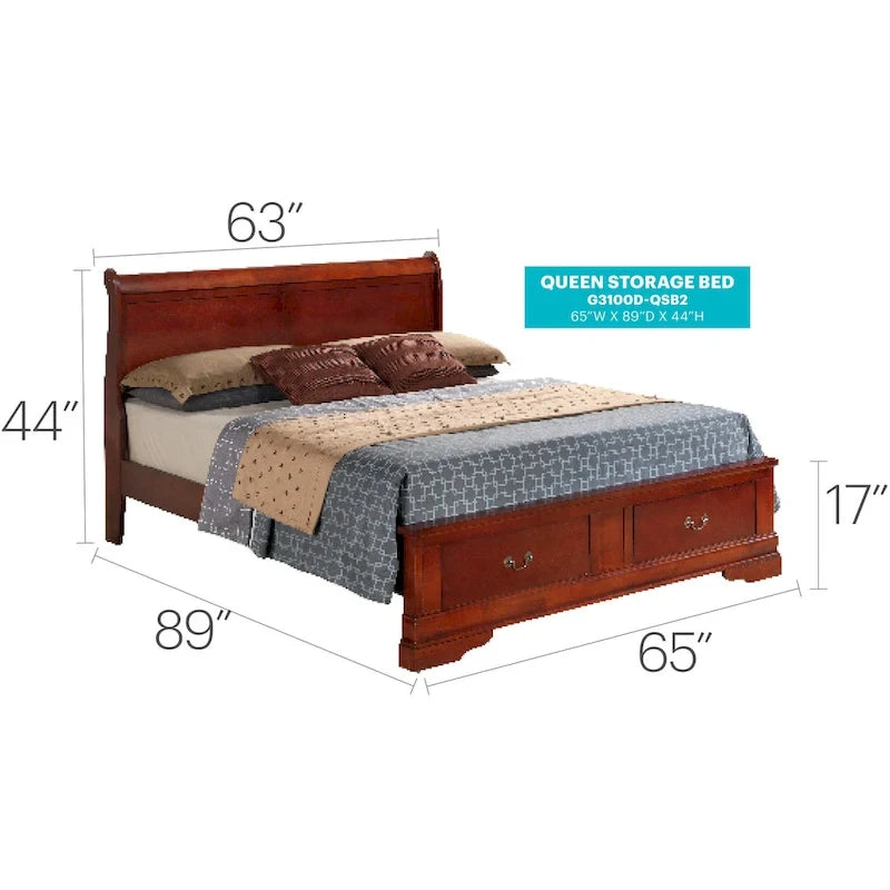 Letto a slitta Queen con contenitore – Rivestito, 5 colori, per 1-2 persone