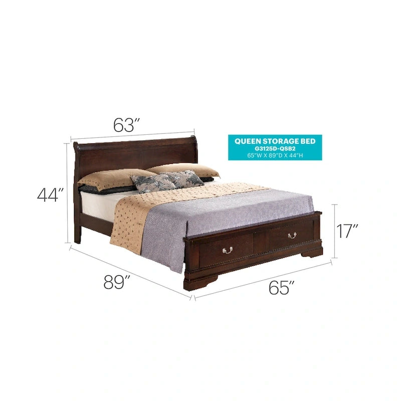 Letto a slitta Queen con contenitore – Rivestito, 5 colori, per 1-2 persone