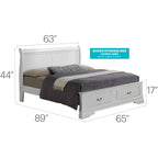 Letto a slitta Queen con contenitore – Rivestito, 5 colori, per 1-2 persone