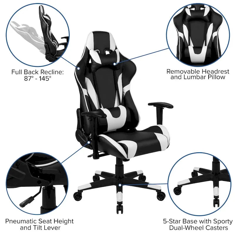 Sedia da gioco in stile racing, reclinabile, in similpelle, monoposto