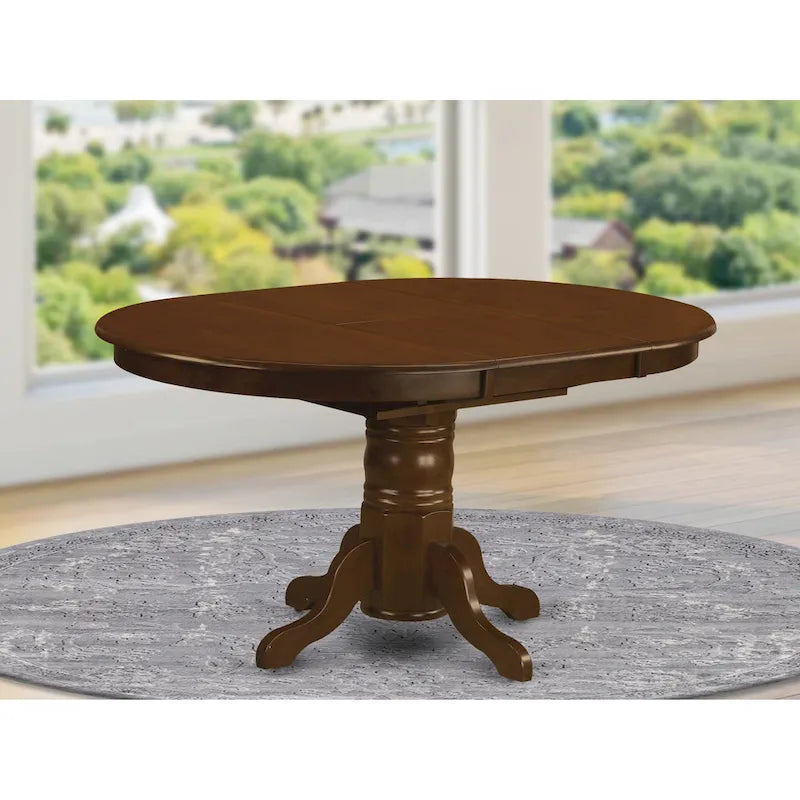 Tavolo da pranzo ovale con piedistallo a farfalla, nero/espresso/bianco panna e ciliegio, 4-6 posti