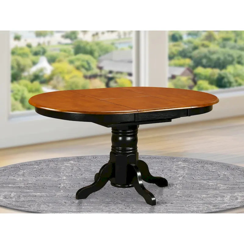 Tavolo da pranzo ovale con piedistallo a farfalla, nero/espresso/bianco panna e ciliegio, 4-6 posti