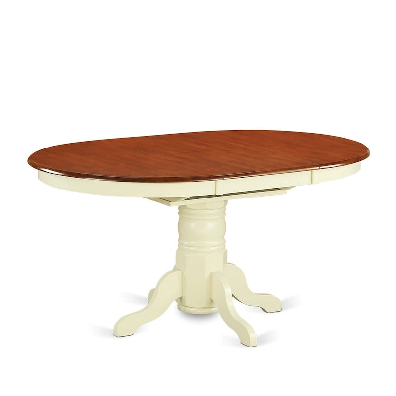 Tavolo da pranzo ovale con piedistallo a farfalla, nero/espresso/bianco panna e ciliegio, 4-6 posti