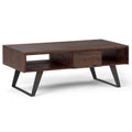 Tavolino da Caffè in Legno Massello e Metallo, Effetto Invecchiato / Naturale, 2 Posti — 122cm L × 56cm P × 46cm H