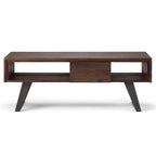 Tavolino da Caffè in Legno Massello e Metallo, Effetto Invecchiato / Naturale, 2 Posti — 122cm L × 56cm P × 46cm H