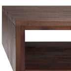 Tavolino da Caffè in Legno Massello e Metallo, Effetto Invecchiato / Naturale, 2 Posti — 122cm L × 56cm P × 46cm H