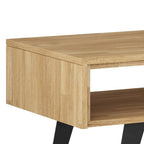 Tavolino da Caffè in Legno Massello e Metallo, Effetto Invecchiato / Naturale, 2 Posti — 122cm L × 56cm P × 46cm H