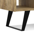 Tavolino da Caffè in Legno Massello e Metallo, Effetto Invecchiato / Naturale, 2 Posti — 122cm L × 56cm P × 46cm H