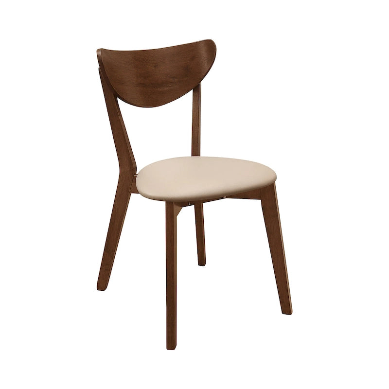 Sedia da pranzo Tan e Chestnut con schienale aperto, stile retrò, set da 6