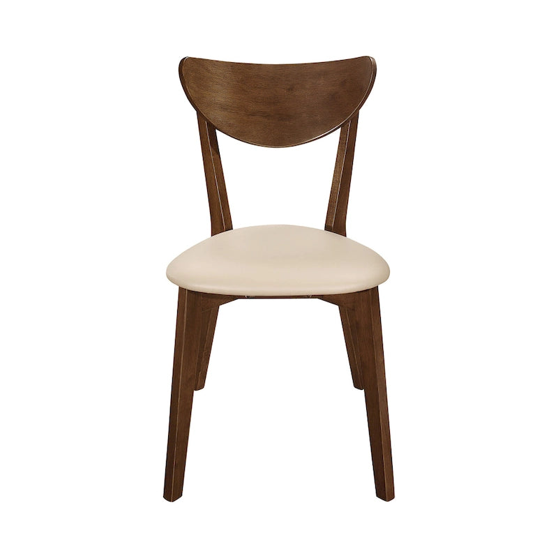 Sedia da pranzo Tan e Chestnut con schienale aperto, stile retrò, set da 6
