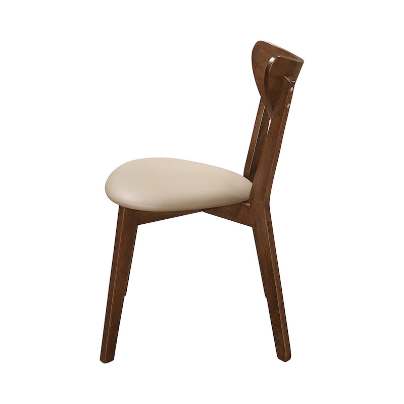 Sedia da pranzo Tan e Chestnut con schienale aperto, stile retrò, set da 6