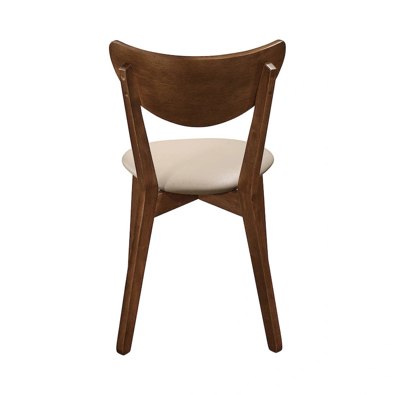 Sedia da pranzo Tan e Chestnut con schienale aperto, stile retrò, set da 6