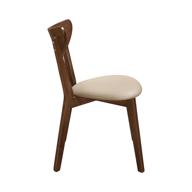 Sedia da pranzo Tan e Chestnut con schienale aperto, stile retrò, set da 6