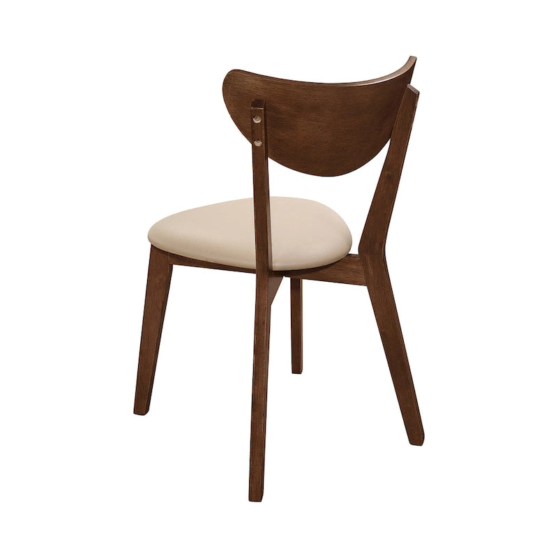 Sedia da pranzo Tan e Chestnut con schienale aperto, stile retrò, set da 6