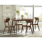 Sedia da pranzo Tan e Chestnut con schienale aperto, stile retrò, set da 6