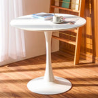 Tavolo da pranzo rotondo bianco/nero, base a tulipano, 2-4 posti