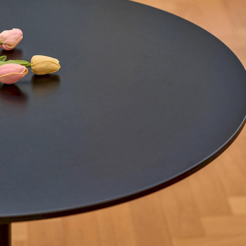 Tavolo da pranzo rotondo bianco/nero, base a tulipano, 2-4 posti