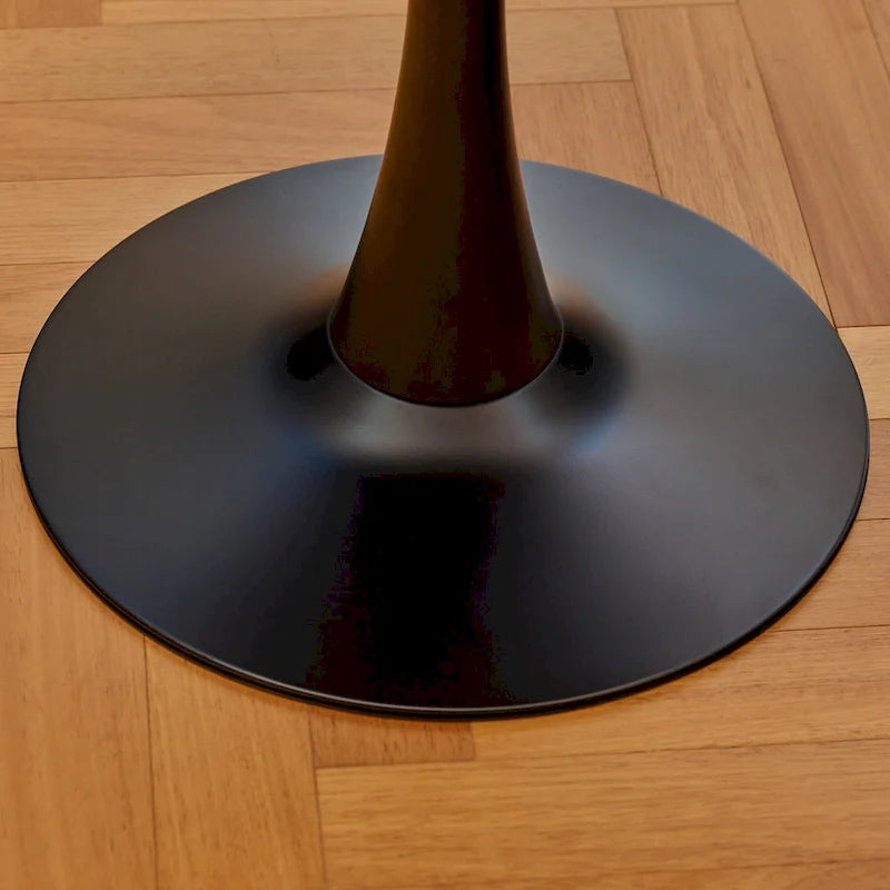 Tavolo da pranzo rotondo bianco/nero, base a tulipano, 2-4 posti