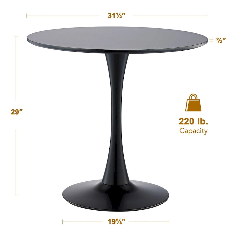 Tavolo da pranzo rotondo bianco/nero, base a tulipano, 2-4 posti
