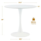Tavolo da pranzo rotondo bianco/nero, base a tulipano, 2-4 posti