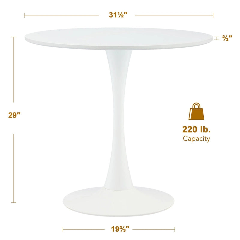 Tavolo da pranzo rotondo bianco/nero, base a tulipano, 2-4 posti