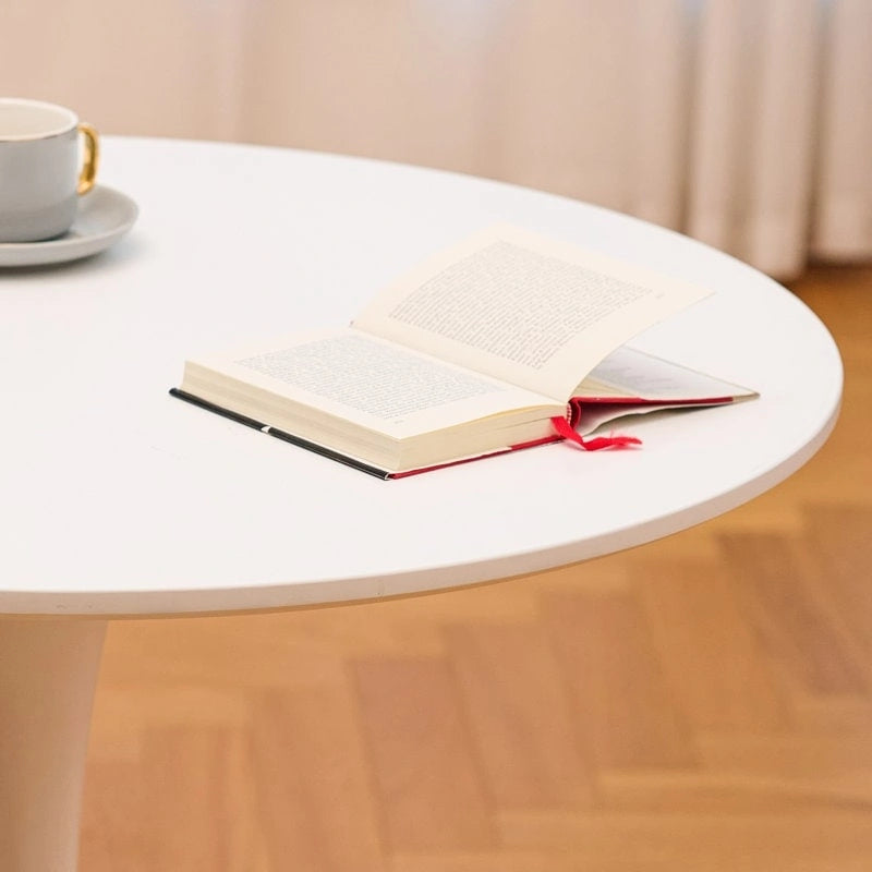 Tavolo da pranzo rotondo bianco/nero, base a tulipano, 2-4 posti