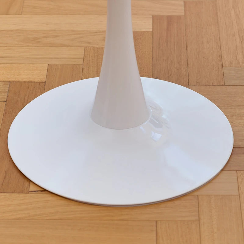 Tavolo da pranzo rotondo bianco/nero, base a tulipano, 2-4 posti