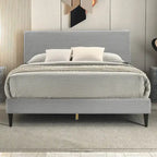 Letto a piattaforma Queen imbottito con testiera – Rosa / Crema / Grigio