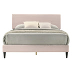 Letto a piattaforma Queen imbottito con testiera – Rosa / Crema / Grigio