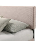 Letto a piattaforma Queen imbottito con testiera – Rosa / Crema / Grigio