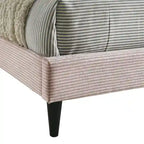 Letto a piattaforma Queen imbottito con testiera – Rosa / Crema / Grigio